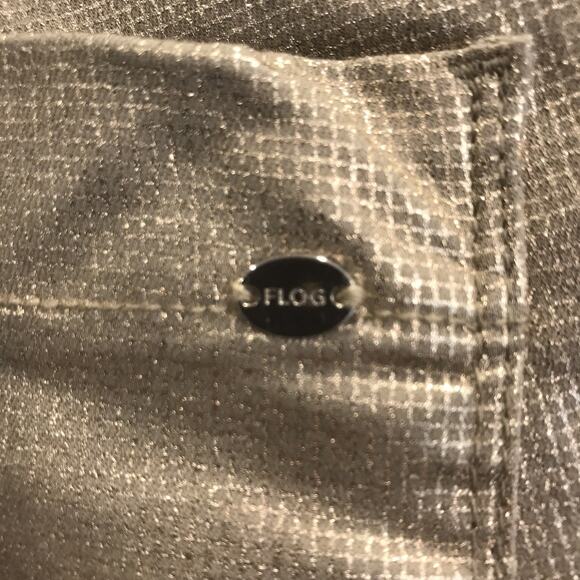 Bevy Flog Shely Drawstring Pull On Pants Gold Metallic Grid Pockets Size 29 - Picture 9 of 12